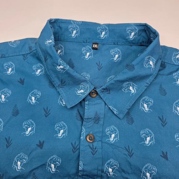 Toppling Goliath Brewing Co Beer Button Shirt Men XL T REX Dinosaur AOP - Picture 6 of 8